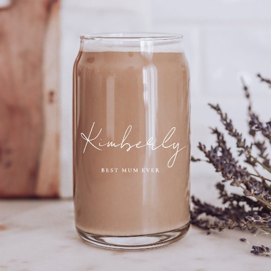 Beste Summe je weißes Script Monogram Dosenglas
