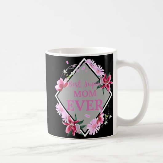 Beste Super Mama je rosa Text mit Roter Blume Gra Kaffeetasse (Rechts)