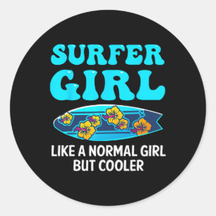 Beste Surf-Kunst für Mädchen Frauen Strand Surfer Runder Aufkleber