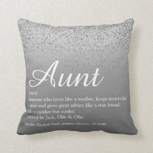 Beste Tante Definition Silber Glitter Kissen