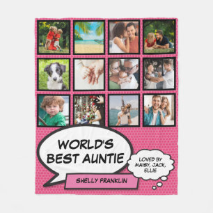 Beste Tante der Welt, Tante 12 Foto Comic Rosa Spa Fleecedecke