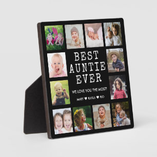Beste Tante je 12 Foto Collage Keepake Schwarz Fotoplatte