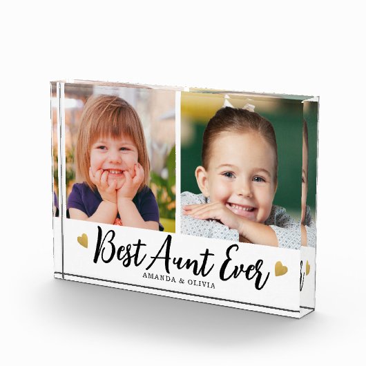 Beste Tante je 2 Bild Collage Herz Keepake Fotoblock (Rechts)