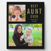 Beste Tante je 2 Foto Collage Schwarz und Gold Fotoplatte (Vorderseite)