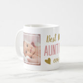 Beste Tante je 2 Foto, rosa und goldene Sake Kaffeetasse (Vorderseite Links)