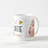 Beste Tante je 2 Foto Schwarz und Gold Kaffeetasse (VorderseiteRechts)
