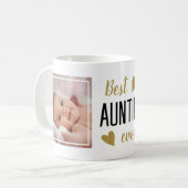 Beste Tante je 2 Foto Schwarz und Gold Kaffeetasse (Vorderseite Links)