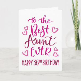 Beste Tante je 36. Geburtstag Typografie in Rosa b Karte