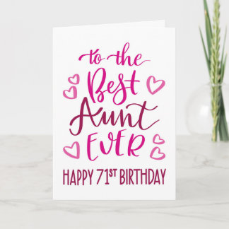 Beste Tante je 71. Geburtstag Typografie in Rosa Karte