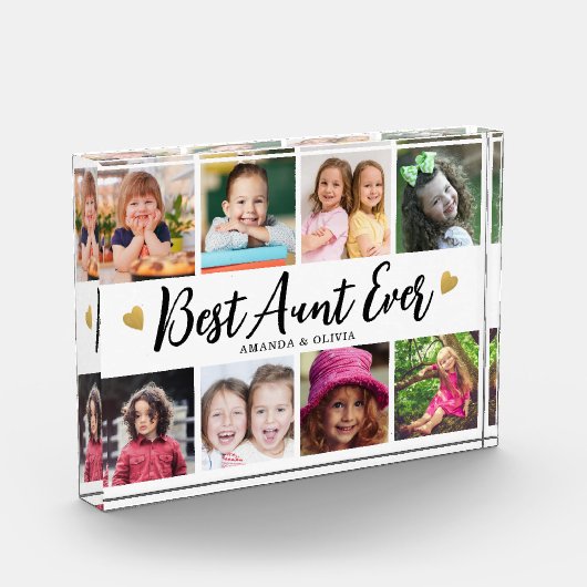 Beste Tante je 8 Picture Collage Herz Keepake Fotoblock (Links)