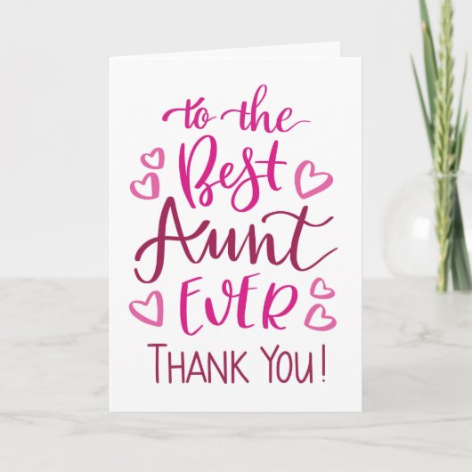 Beste Tante je Danke, Typografie in Pink Karte (Vorderseite)