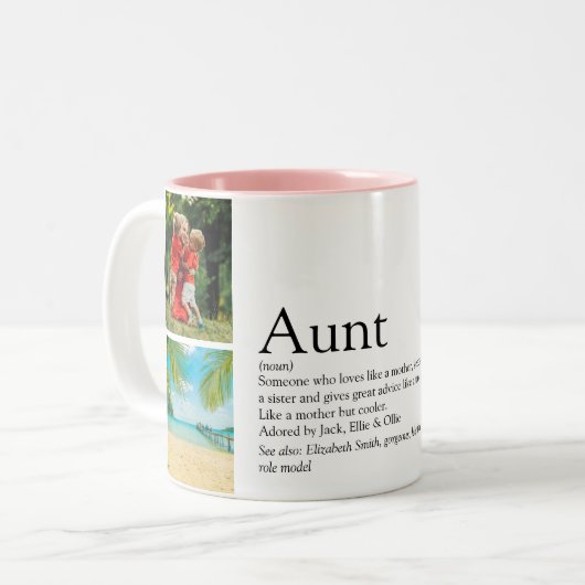 Beste Tante je Definition 4 FotoCollage Zweifarbige Tasse (Vorderseite Links)