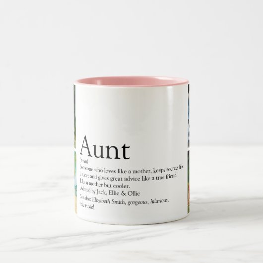 Beste Tante je Definition 4 FotoCollage Zweifarbige Tasse (Mittel)