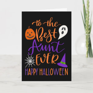 Beste Tante je Halloween in Orange und Lila Karte