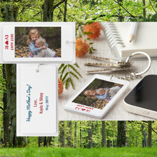 Beste Tante je Herz Muttertag Foto Keepake Schlüsselanhänger