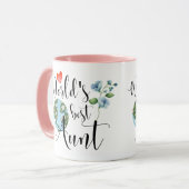 Beste Tante je Hübsche Blume Wasserfarbe Boho Tasse (Vorderseite Links)