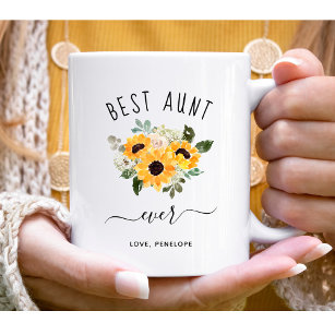 Beste Tante je   Hübsche rustikale Sonnenblumen Kaffeetasse