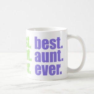 Beste Tante je in Violet, Grün und Korallen Kaffeetasse
