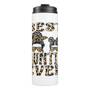 Beste Tante je Leopard Karierter Muttertag Thermosbecher
