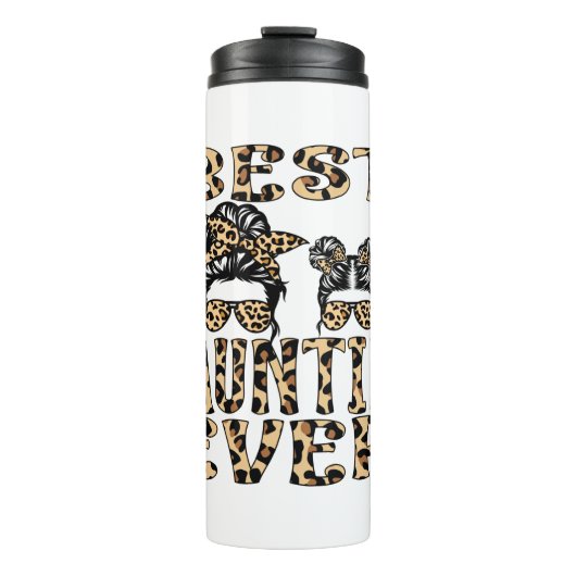Beste Tante je Leopard Karierter Muttertag Thermosbecher (Vorderseite)