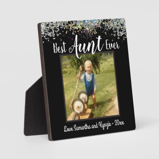 Beste Tante je Liebe Foto Glitzer Fotoplatte (Vorderseite)