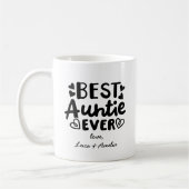 "Beste Tante je" mit personalisierten Kindernamen Kaffeetasse (Links)