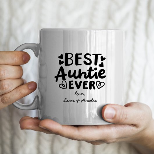"Beste Tante je" mit personalisierten Kindernamen Kaffeetasse