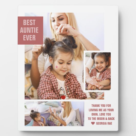 Beste Tante je | Modern Foto Collage Plaque Fotoplatte (Vorderseite)