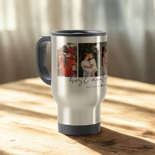 Beste Tante je Modernes Drehbuch 4 Fotos Collage G Reisebecher