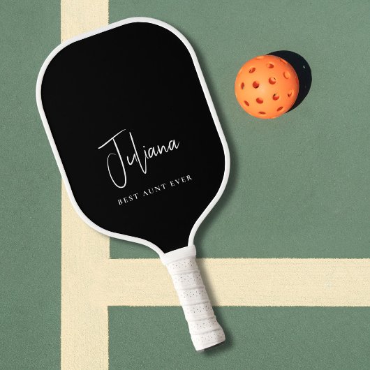 Beste Tante je Monogram Script Black Pickleball Schläger