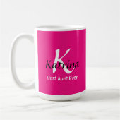 Beste Tante je Monogramm Niedliches, rosa Geschenk Kaffeetasse (Links)