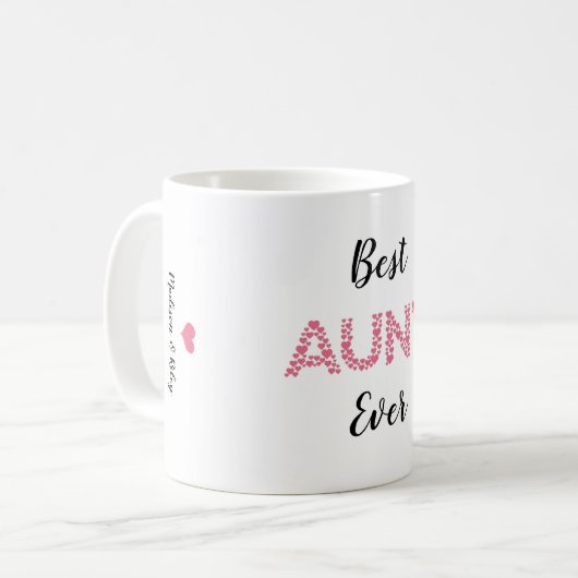 Beste Tante je rosa Herz Personalisiert Kaffeetasse (Vorderseite Links)