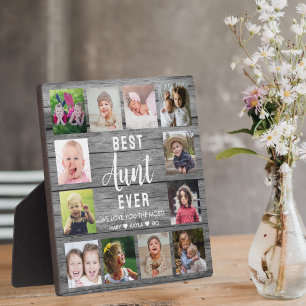 Beste Tante je rustikales graues Holz 12 FotoColla Fotoplatte