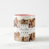Beste Tante je Tante Girly Script Foto Collage Zweifarbige Tasse (Mittel)