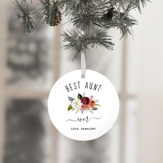 Beste Tante je | Trendy Burgundy Boho Floral Foto Ornament