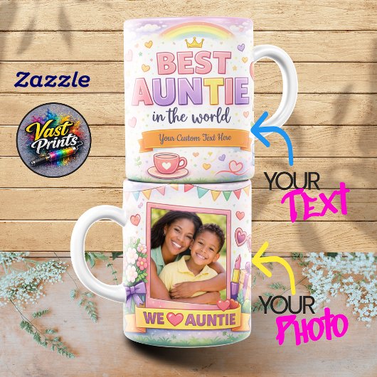 Beste Tante Regenbogenkrone Benutzerdefiniertes Fo Tasse