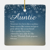 Beste Tante, Tante definiert Schneeflocken Keramikornament (Rückseite)