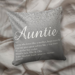 Beste Tante Tante Definition Silber Glitter Kissen
