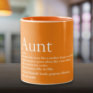 Beste Tante Tante Fun Definition Zitat Orange Zweifarbige Tasse