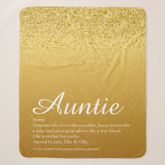 Beste Tante Tante Tante Definition Gold Glitzer Sherpadecke (Vorderseite)