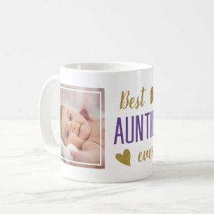 Beste Tante überhaupt 2 Foto Lila und Gold Kaffeetasse