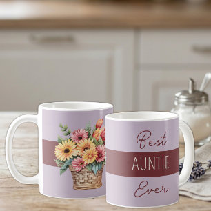 Beste Tante überhaupt Gerbera-Blumen Burgunder Kaffeetasse