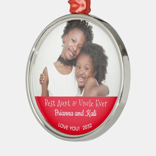 Beste Tante Uncle Jeden Personalisierten Foto Weih Ornament Aus Metall (Links)
