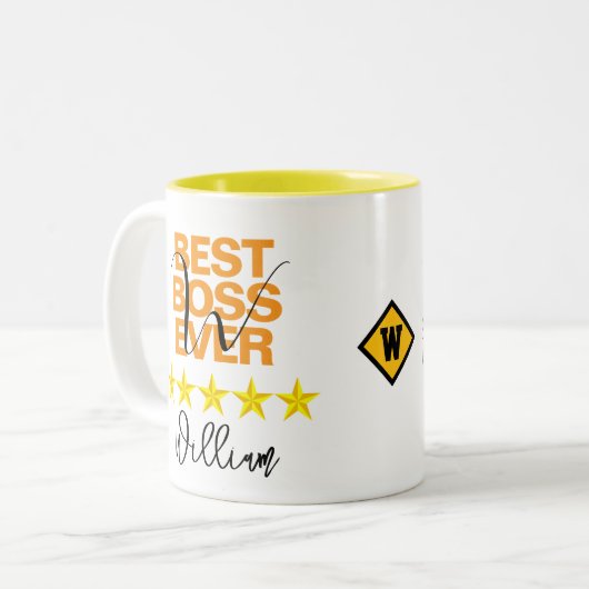 Beste Tasse für den Boss (Anfangsmonogramm-Sprichw (Vorderseite Links)