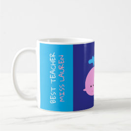 Beste Teacher-Tasse mit Namen, Niedliche Whale-Kaf Kaffeetasse