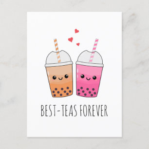 Beste Tees Süße Kawaii Boba-Tee-Wortspiel Liebe Fr Postkarte