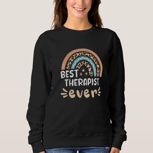 Beste Therapeutin je Leopard Rainbow-Mama Sweatshirt (Vorderseite)