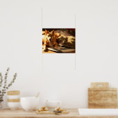 Beste Tierfreunde: Orange Hunde und Katze Poster (Küche)