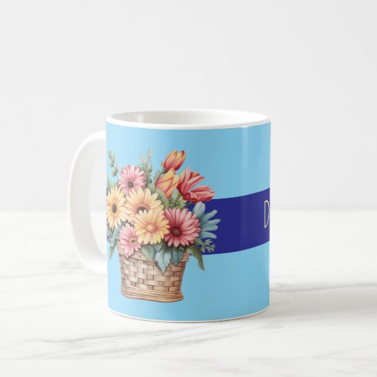 Beste Tochter je gerbera Blume blau Kaffeetasse (Vorderseite Links)