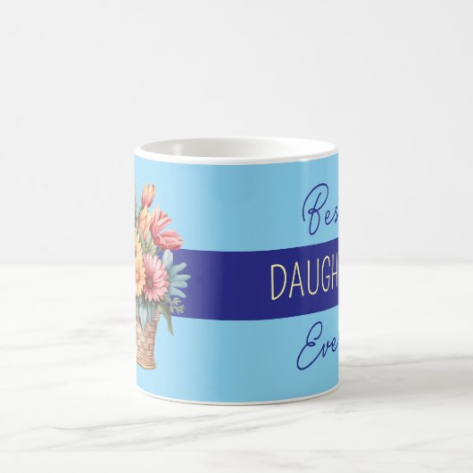 Beste Tochter je gerbera Blume blau Kaffeetasse (Mittel)